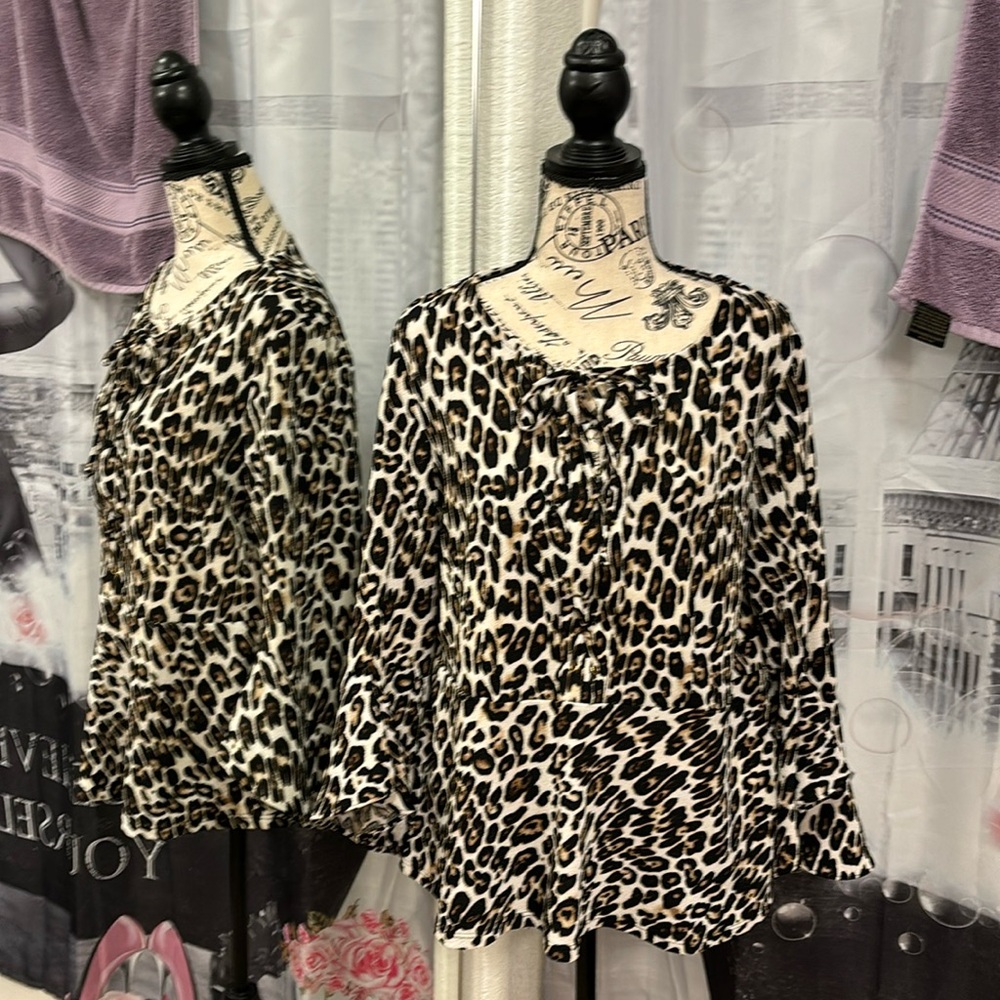 Chico's Long Sleeved Animal Print Blouse